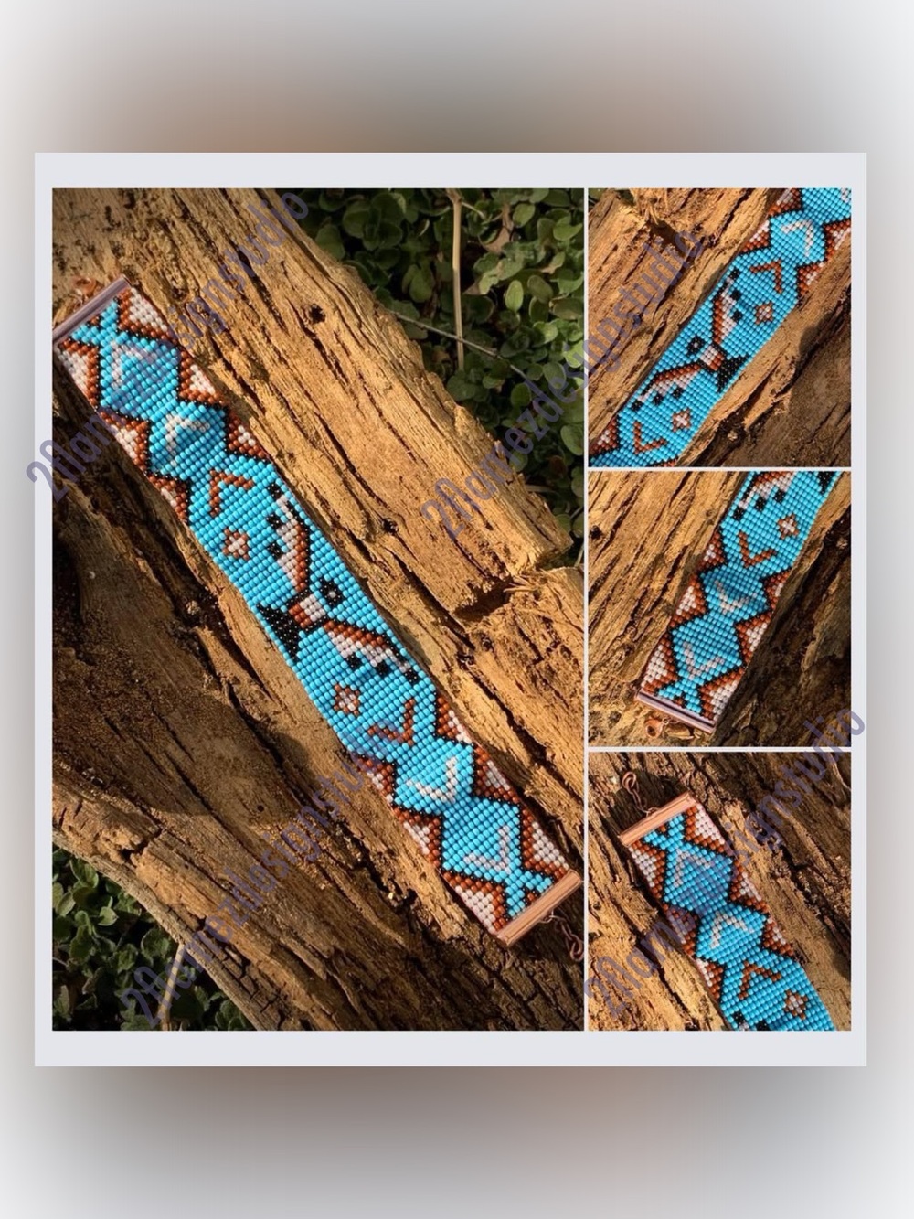 Handmade Thunderbird Seed Bead Bracelet - 8.75
